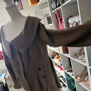 Women's Brown Plaid Jacket